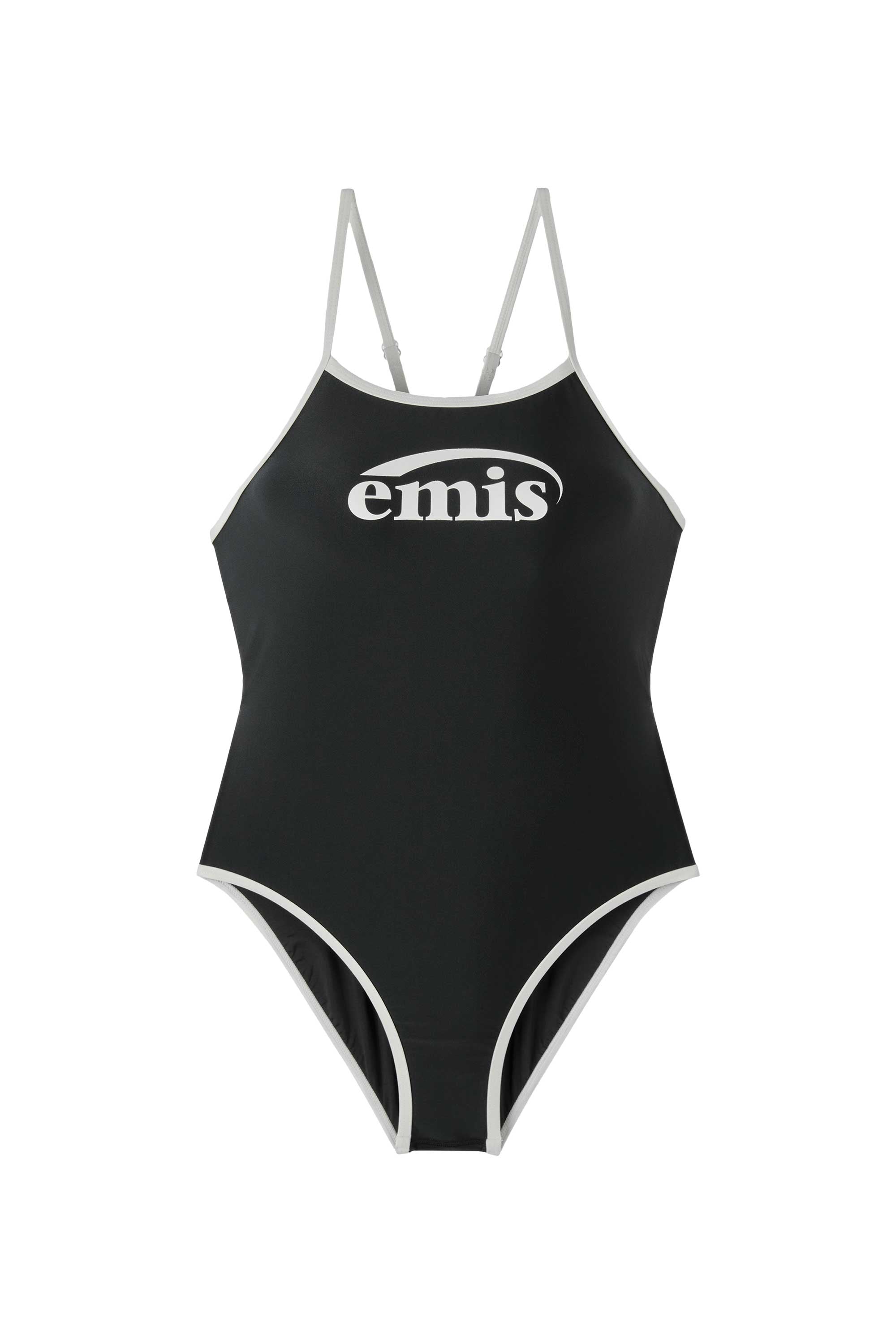 LOGO V-BACK STRAP SWIMSUIT (RENEWAL)-BLACK