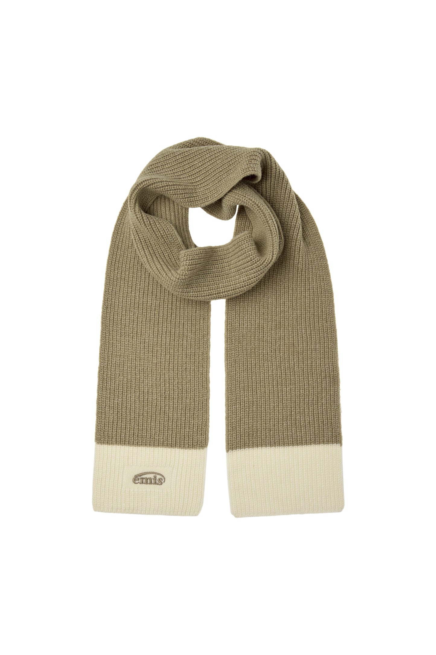 WOOL KNIT MUFFLER-BEIGE