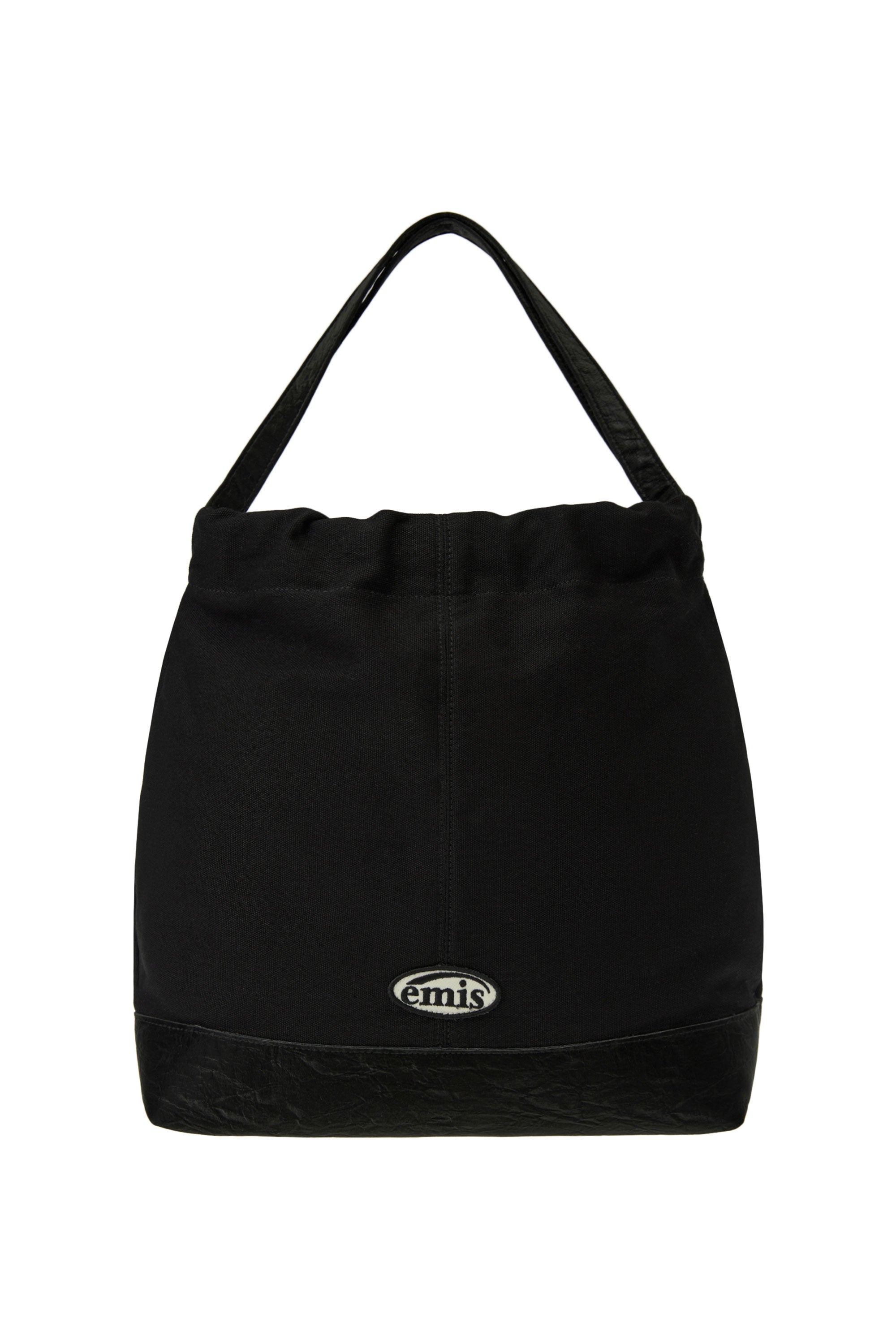 CANVAS SHOULDER BUCKET BAG-ALL BLACK