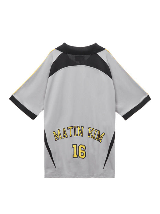 SPORTY TRACK JERSEY TOP IN GREY