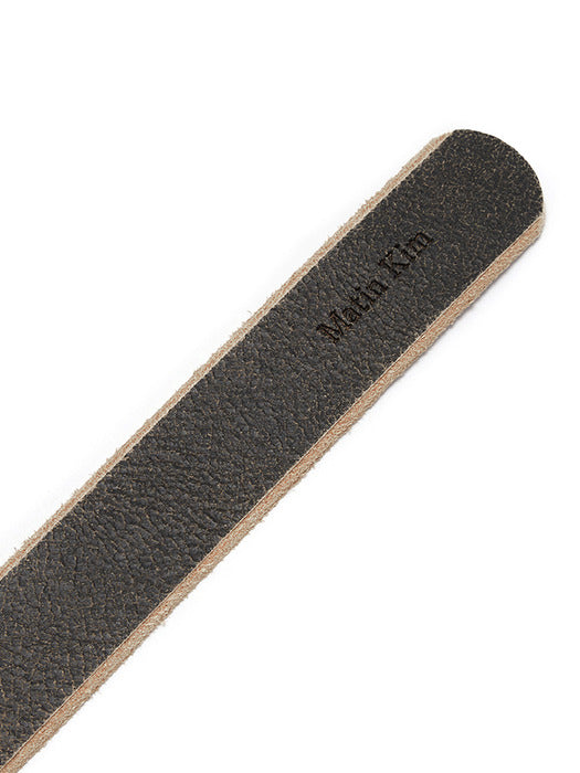 VINTAGE CRACK LEATHER BELT IN DARK BROWN