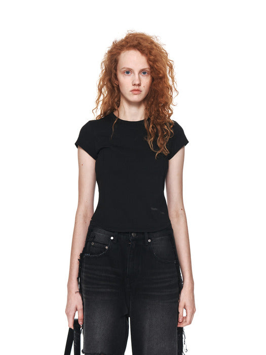 SLIM LINE HALF TOP IN BLACK