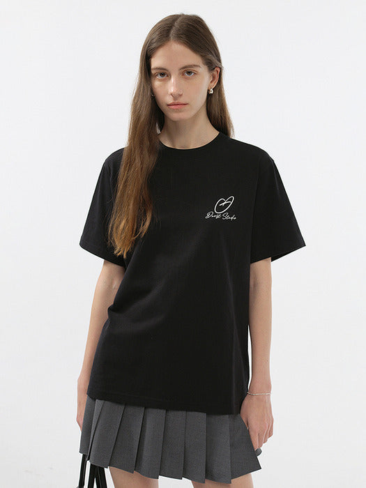 UNISEX HEART D LOGO T-SHIRT BLACK_UDTS5B140BK