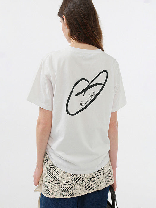 UNISEX HEART D LOGO T-SHIRT OFF WHITE_UDTS5B140OW