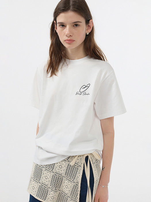UNISEX HEART D LOGO T-SHIRT OFF WHITE_UDTS5B140OW