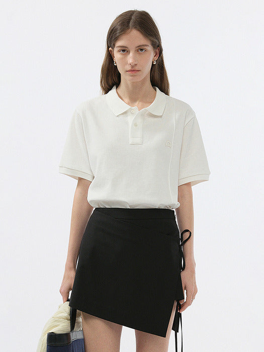 UNISEX LEATHER LOGO POLO SHIRT OFF WHITE_UDTS5B122OW