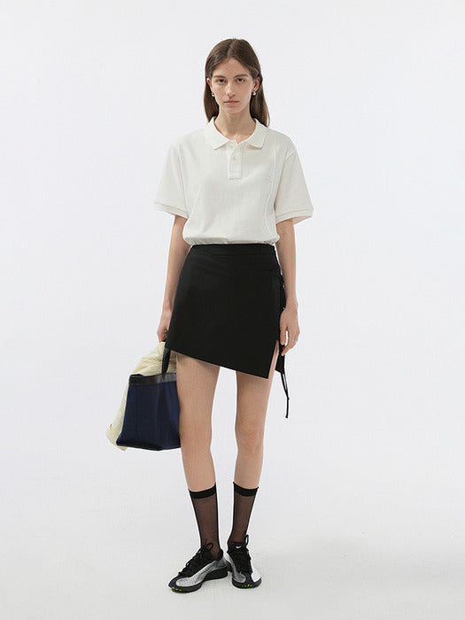 UNISEX LEATHER LOGO POLO SHIRT OFF WHITE_UDTS5B122OW