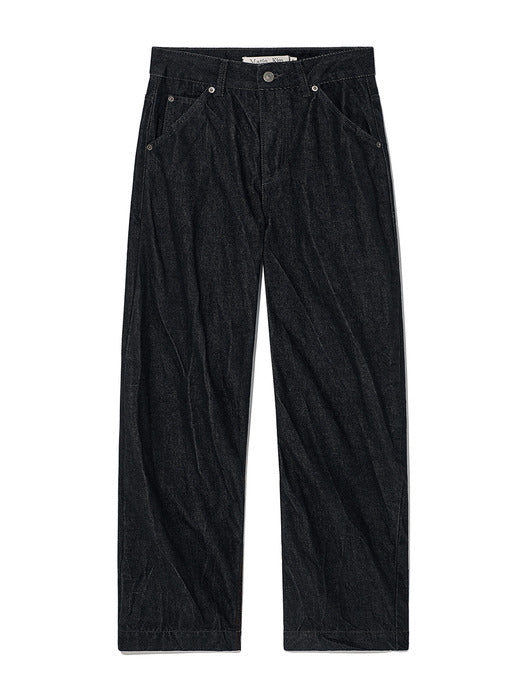 STITCH POINT CRINKLE DENIM PANTS IN BLACK