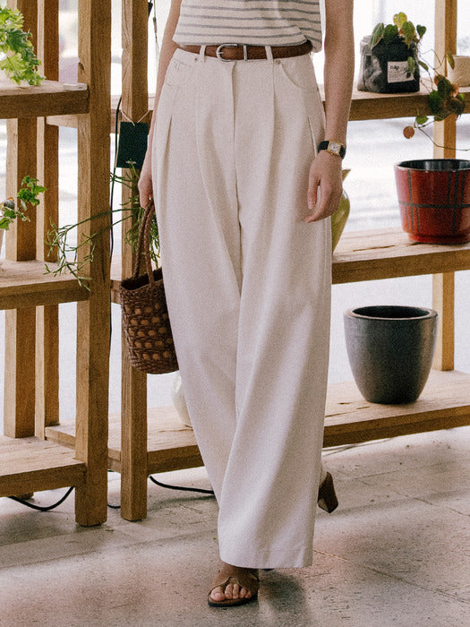 Holly button point wide pants_Cream