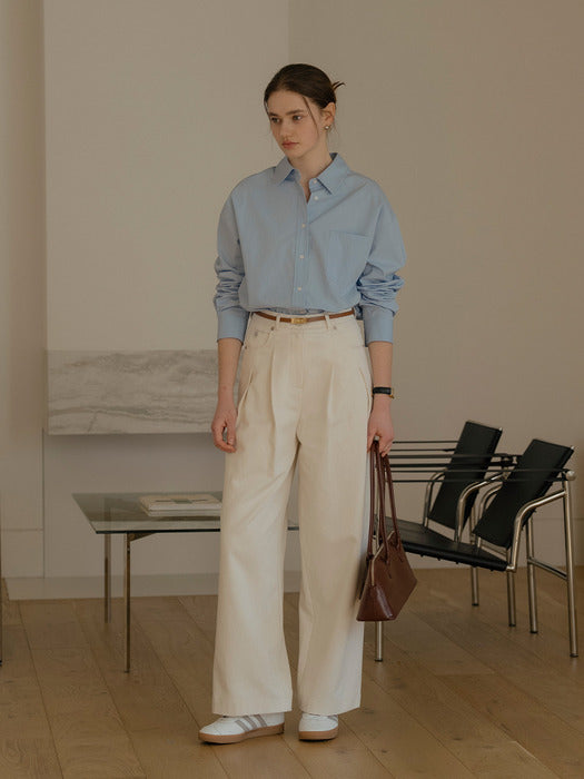 Holly button point wide pants_Cream