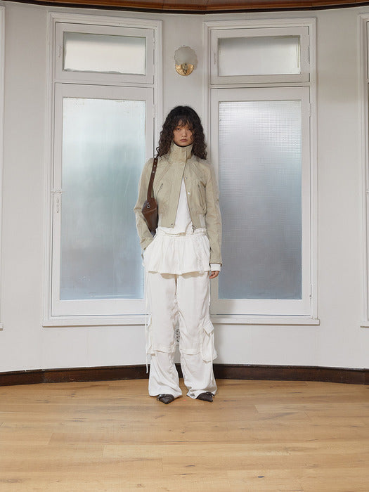 ROUGH PATCHWORK LAYERED SKIRT IN WHITE