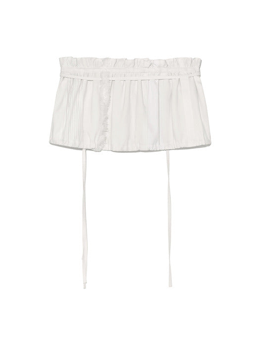 ROUGH PATCHWORK LAYERED SKIRT IN WHITE