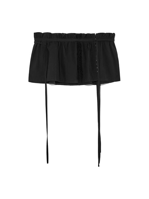 ROUGH PATCHWORK LAYERED SKIRT IN BLACK