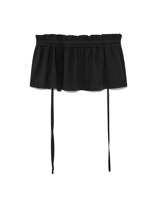 ROUGH PATCHWORK LAYERED SKIRT IN BLACK