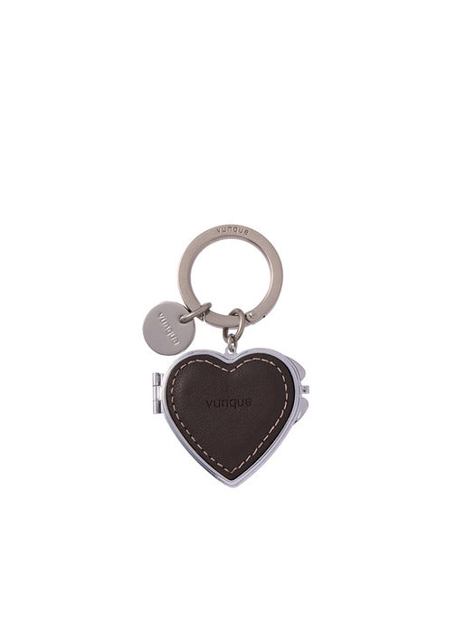 Heart Pocket Mirror Charm (Dark Brown)