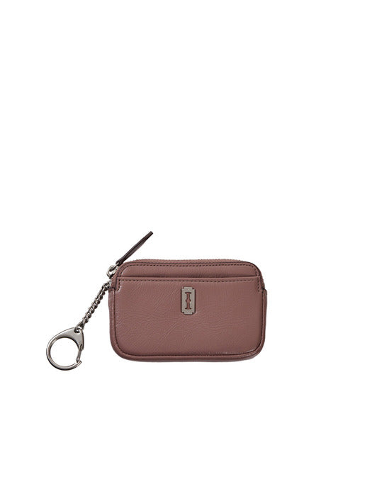 Perfec Compact Key Holder Card Wallet — Latte Pink