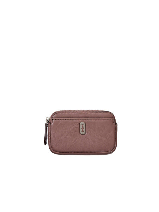 Perfec Compact Key Holder Card Wallet — Latte Pink