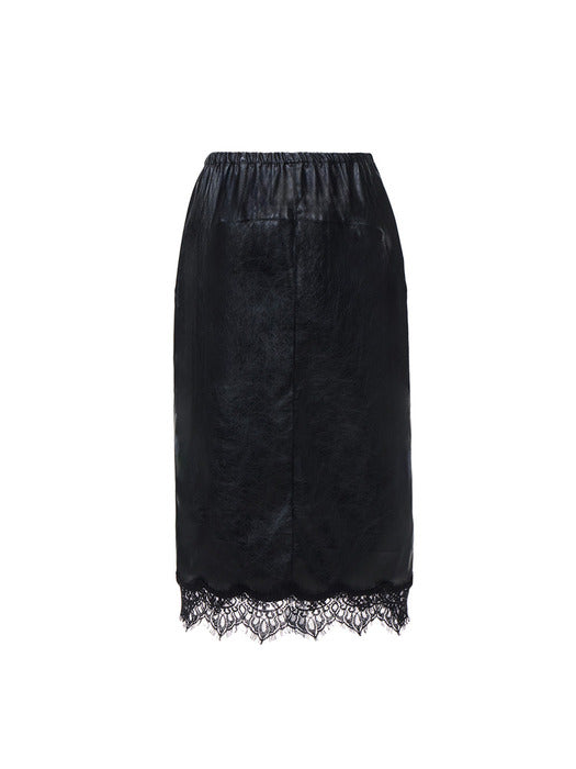 Romantic Goth Lace-Trim Skirt (Black)