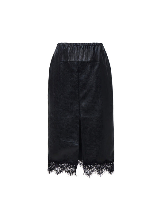 Romantic Goth Lace-Trim Skirt (Black)
