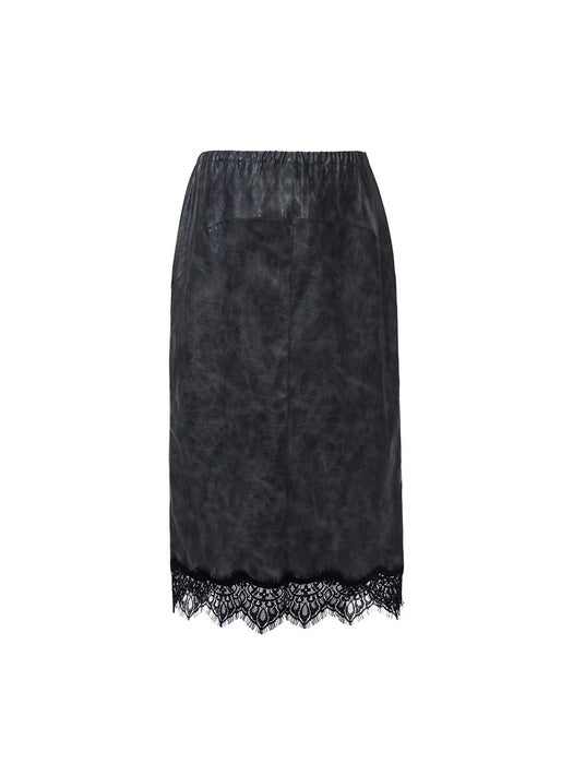 Romantic Gothic Lace-Trim Skirt — Grey