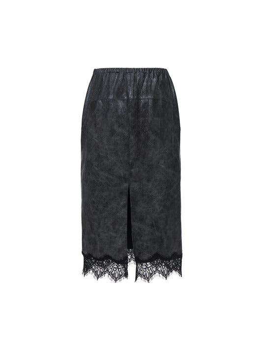 Romantic Gothic Lace-Trim Skirt — Grey