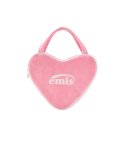 VELOUR HEART TOTE BAG-PINK