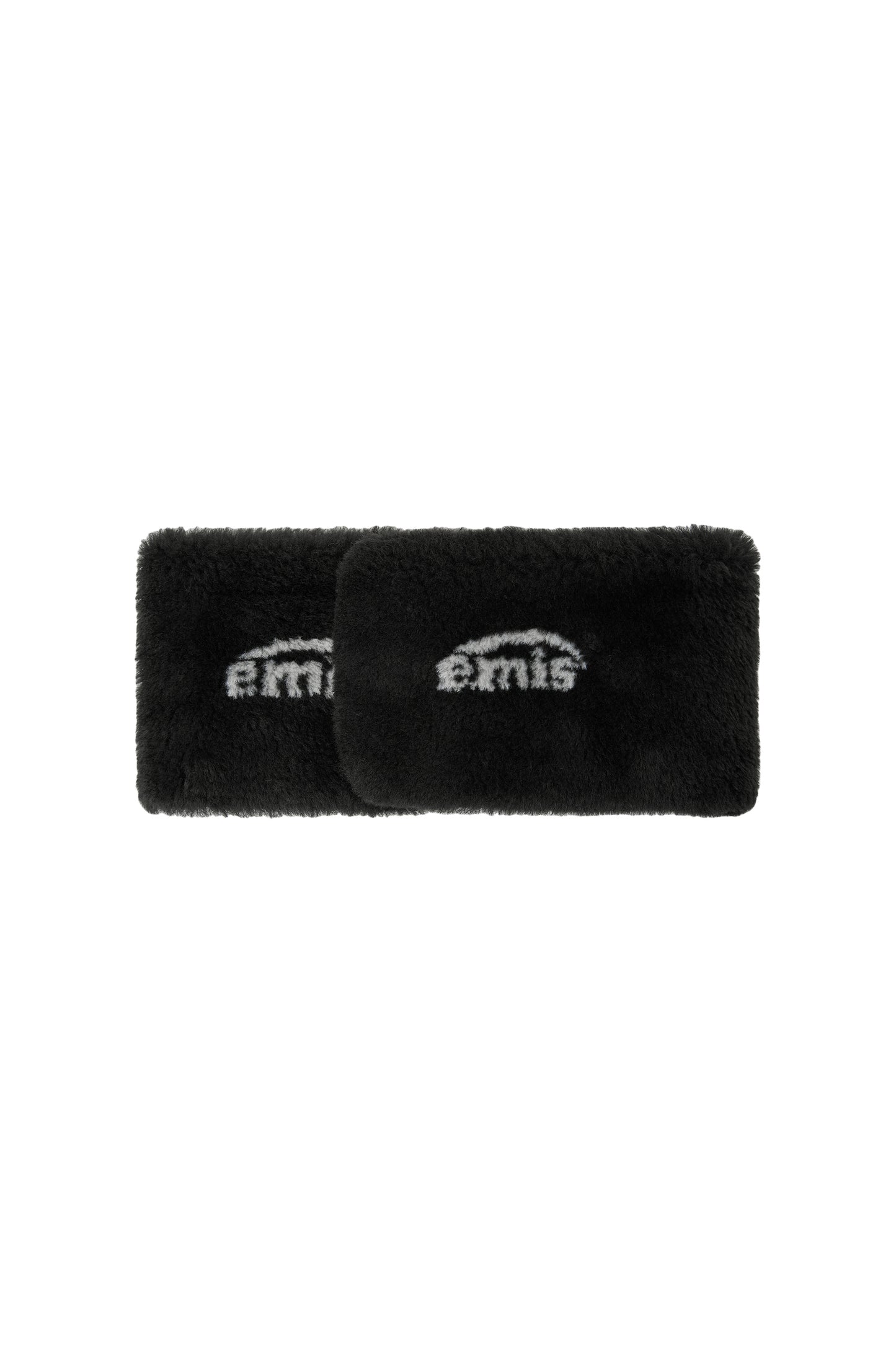 LOGO JACQUARD FUR MUFFLER-BLACK