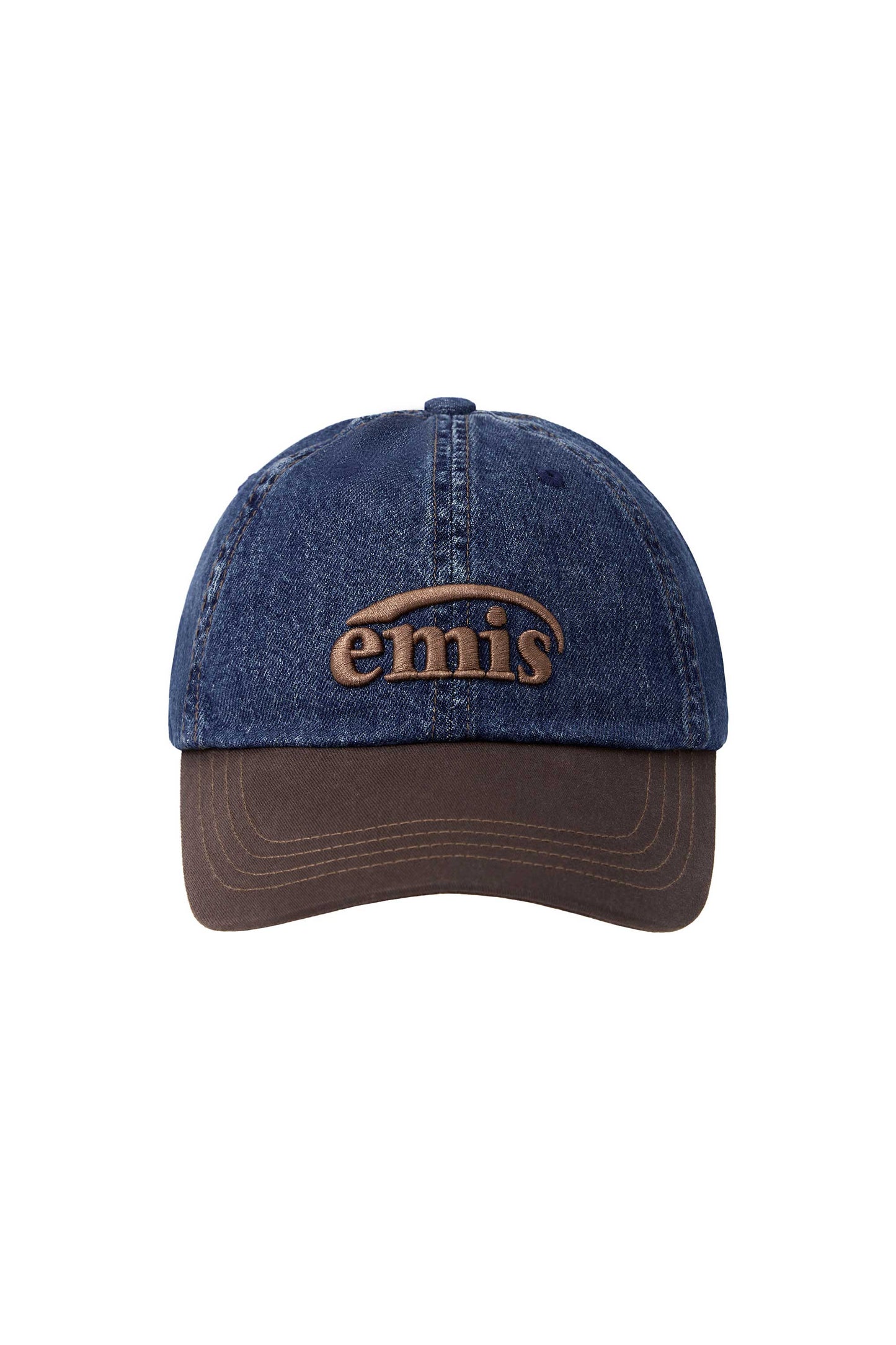 WASHED DENIM BALL CAP-BLUE/BROWN