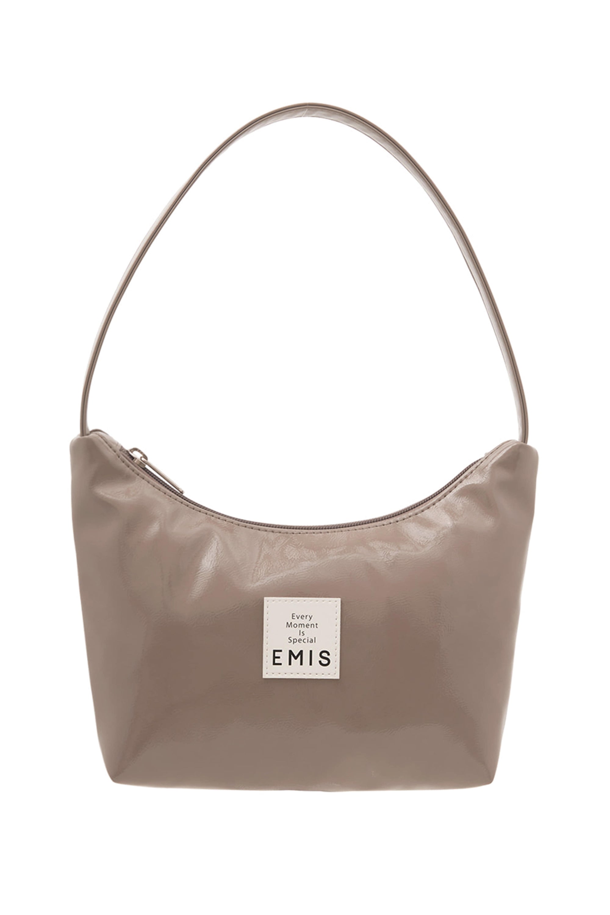 NEW ENAMEL HOBO BAG-GRAY BEIGE
