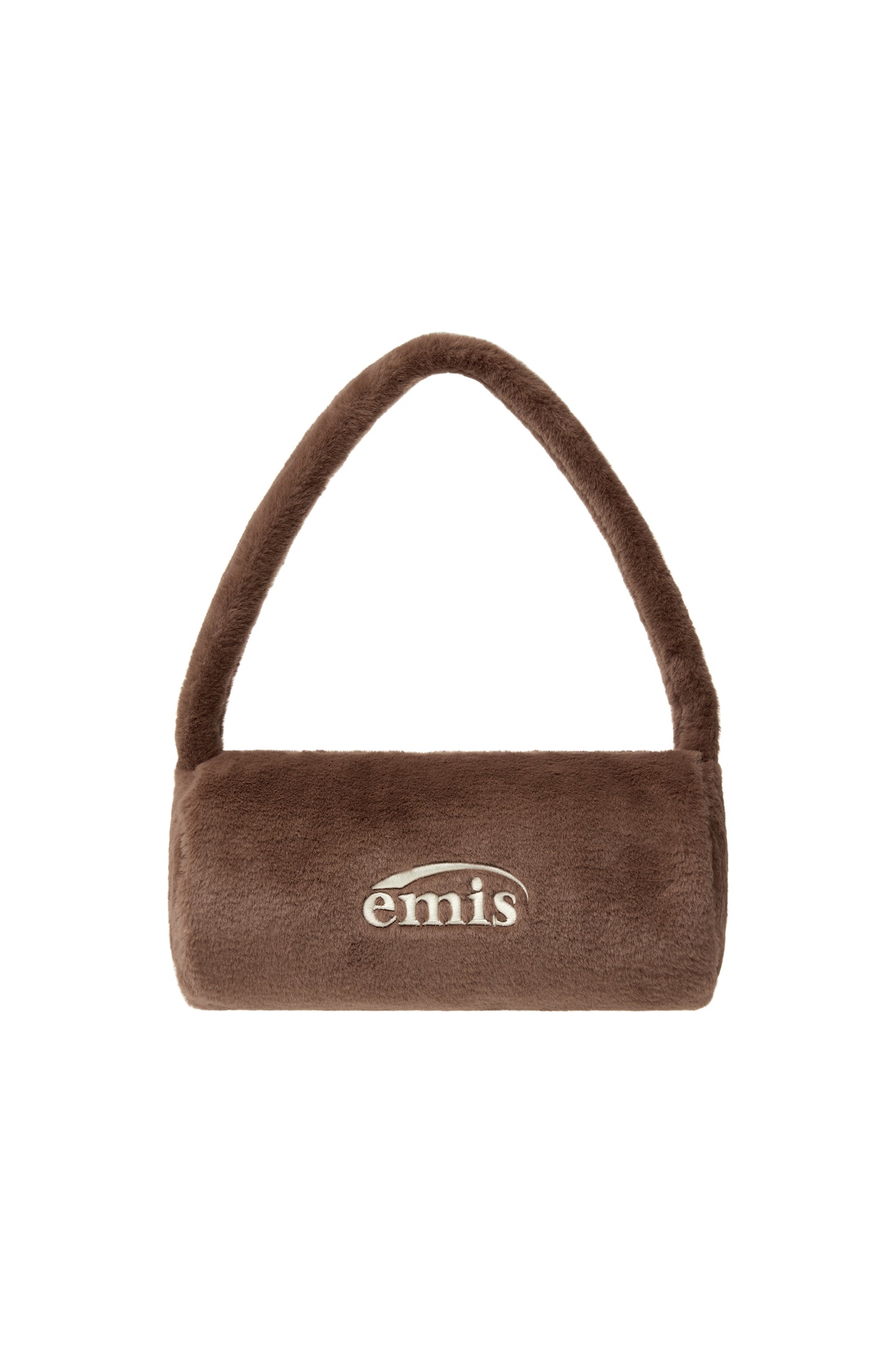 FUR CYLINDER BAG-BROWN