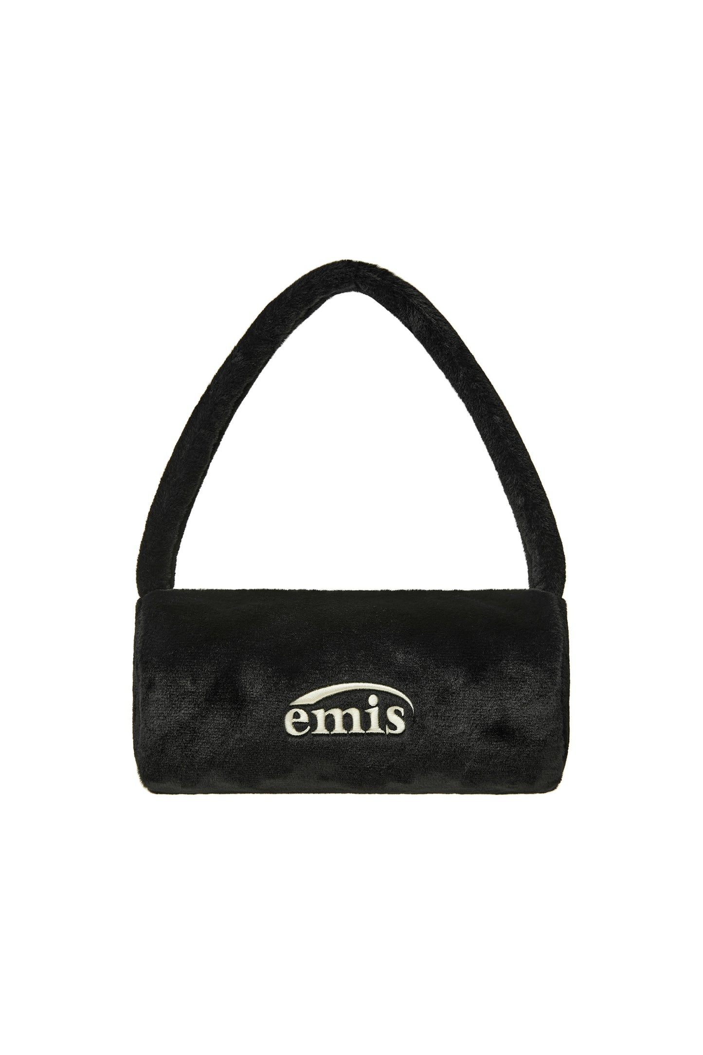 FUR CYLINDER BAG-BLACK