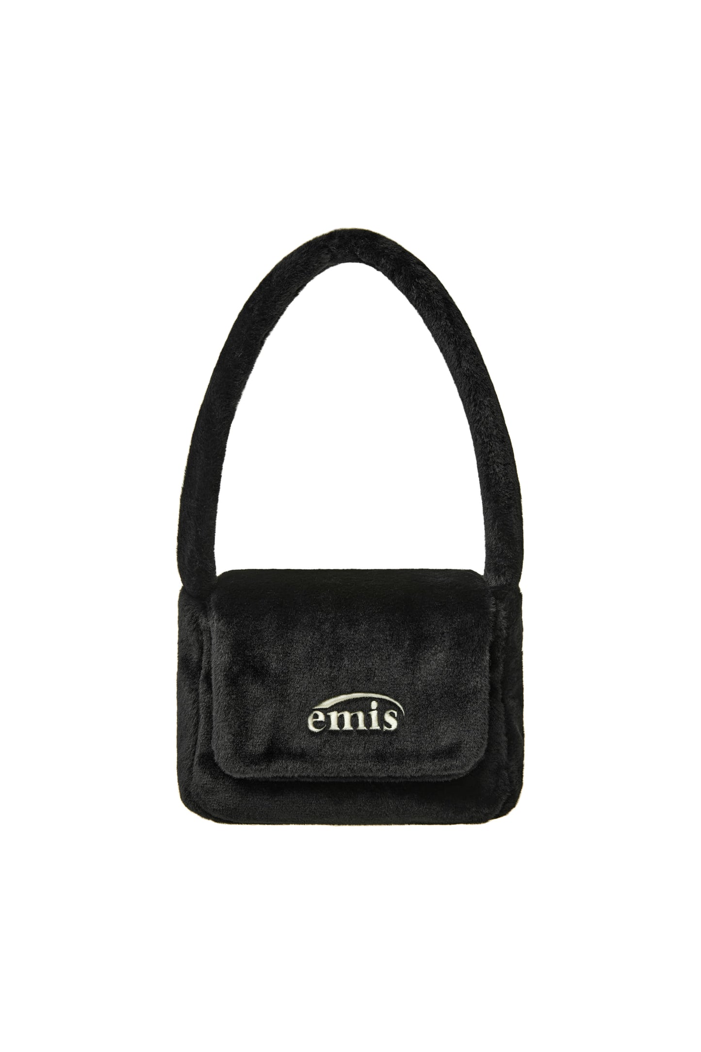 FUR SQUARE FLAP BAG-BLACK