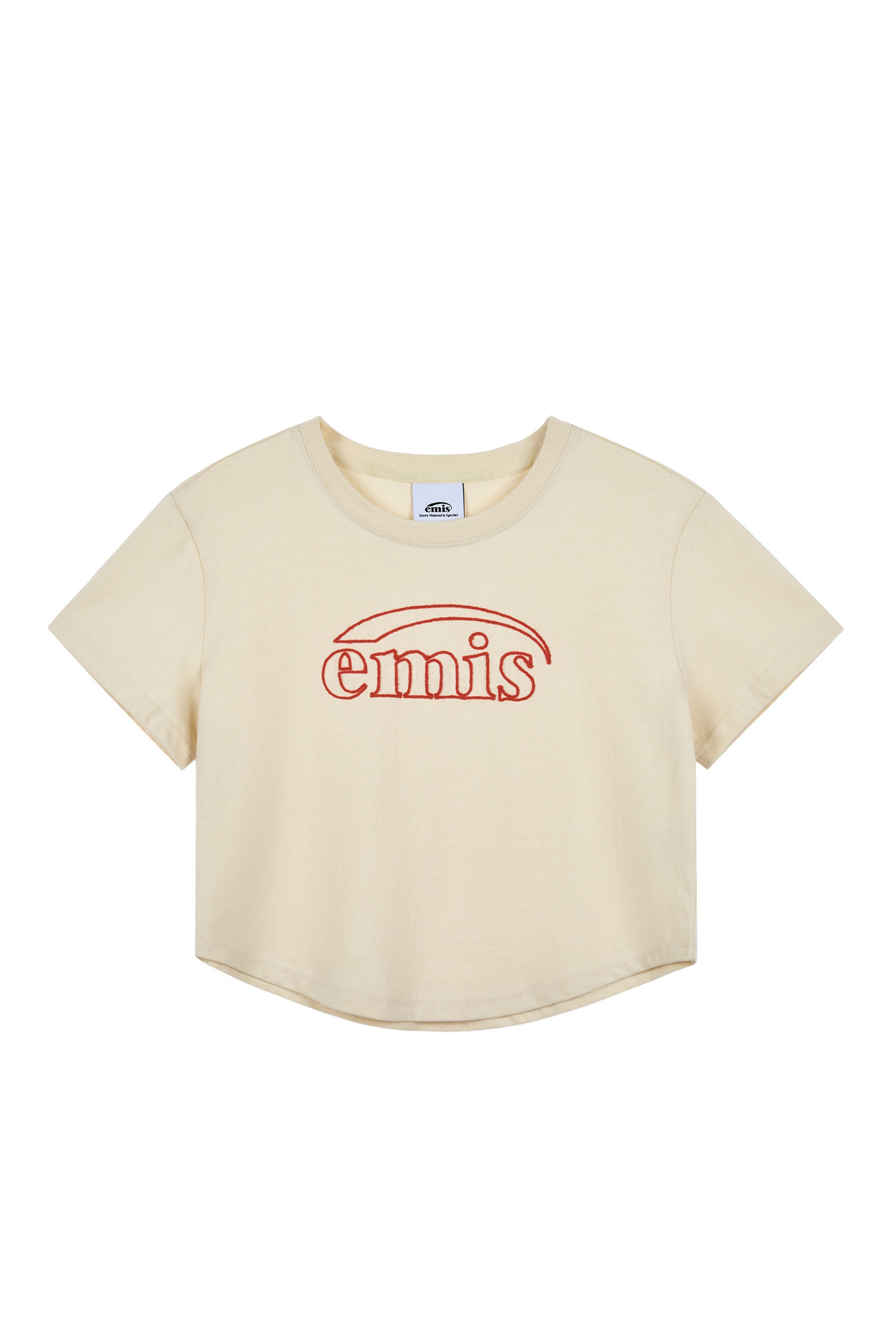 CHAIN STITCH T-SHIRT-BEIGE/RED
