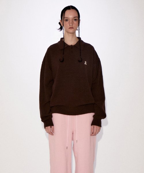 RR OVERSIZE POLO TOP BROWN