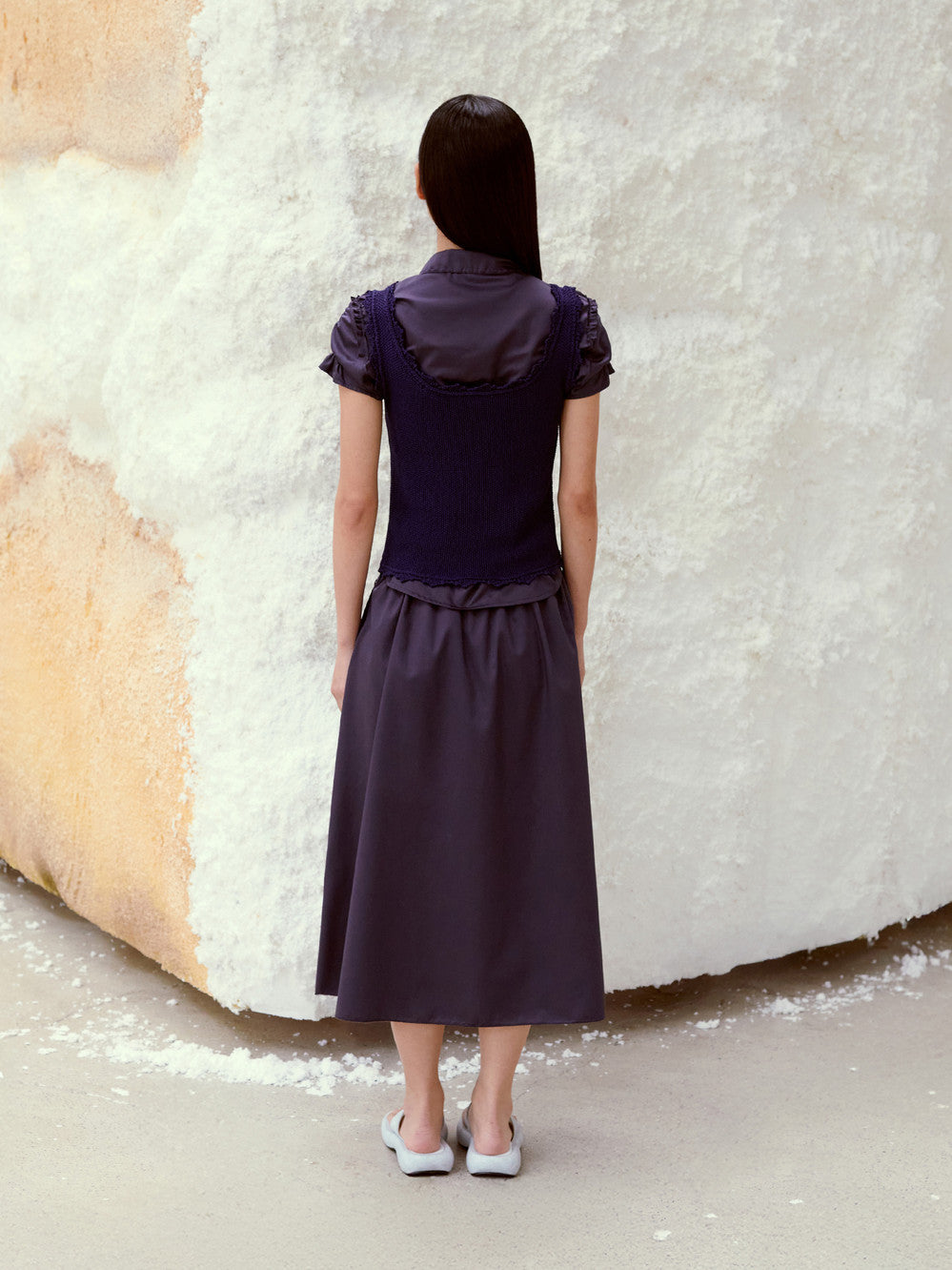 Low Classic Drawstring Midi Skirt Navy