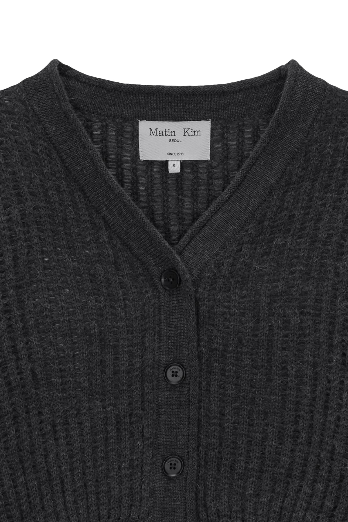 [matinkim] HAIRY CROCHET CROP CARDIGAN FOR WOMEN IN GREY