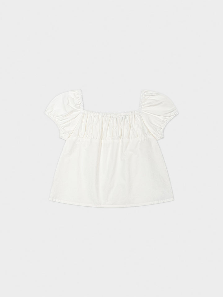 Low Classic Shirring Cotton Top Off White