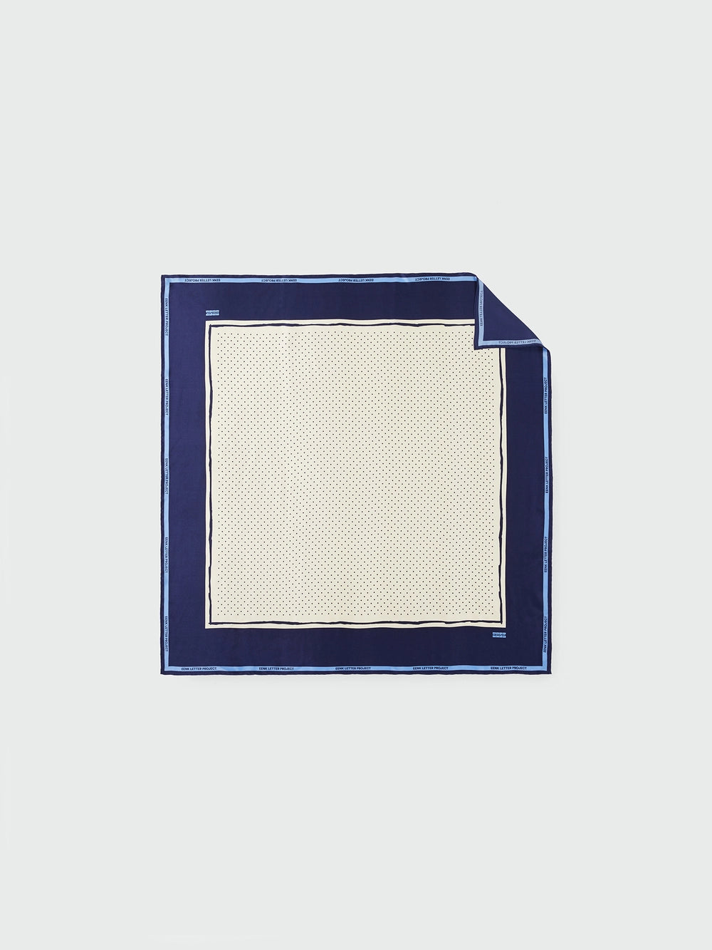 EENK Logo Print Contrast Silk Scarf - Navy