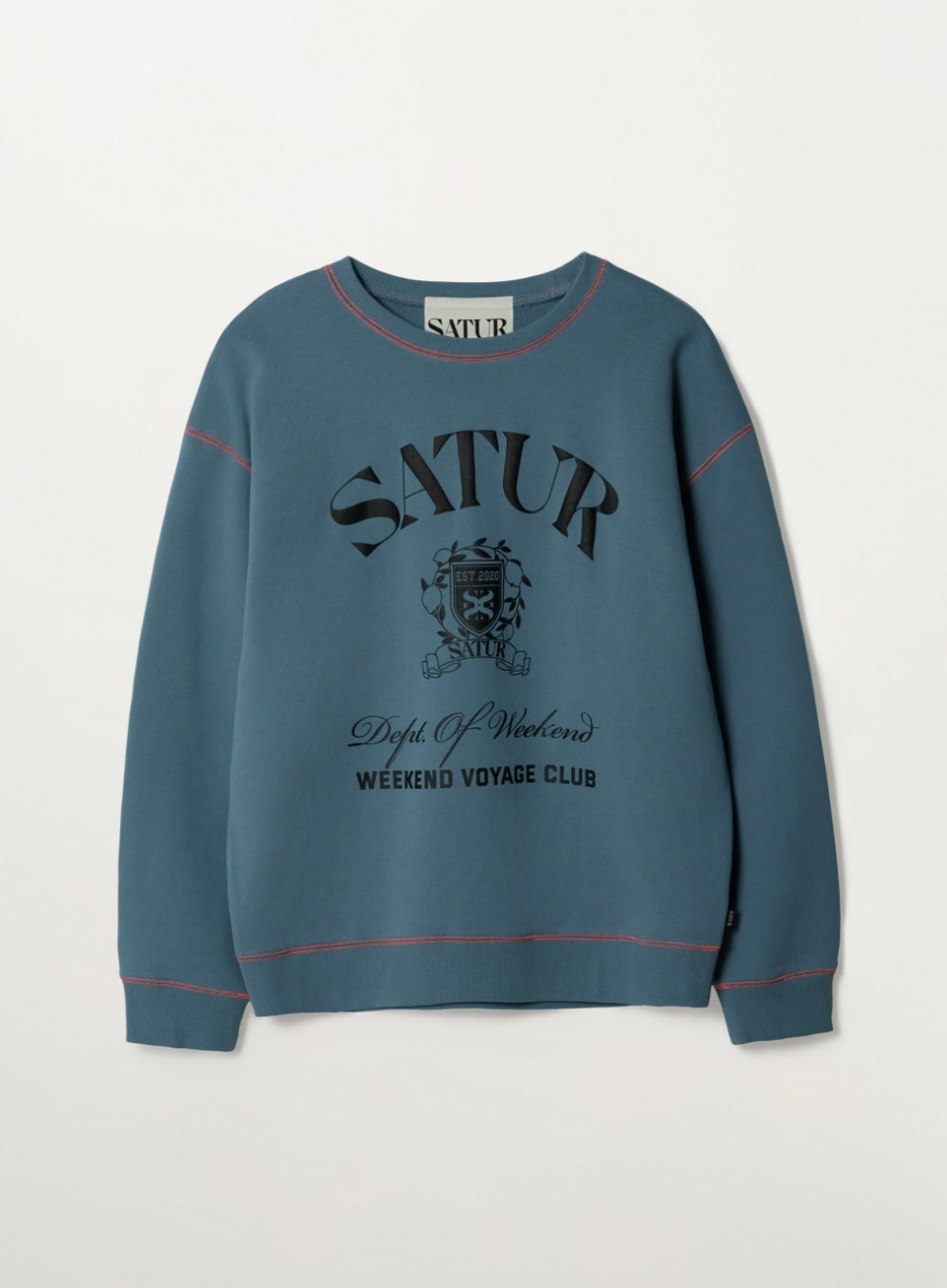 [SATUR] Crest Logo Graphic Sweatshirt - Fog Blue