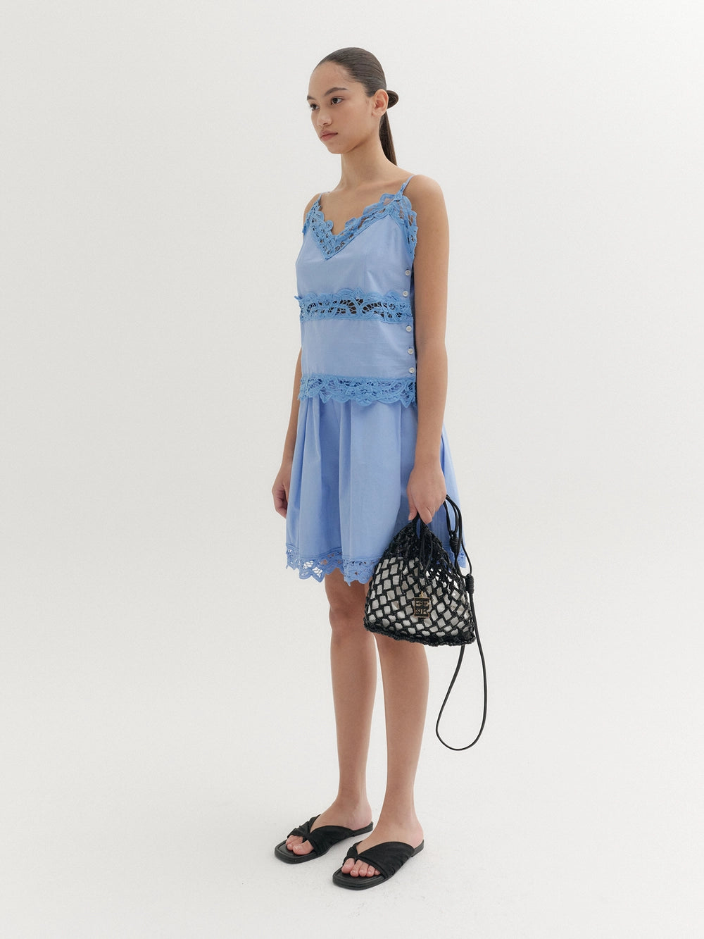 EENK Lace A-Line Shorts - Light Blue
