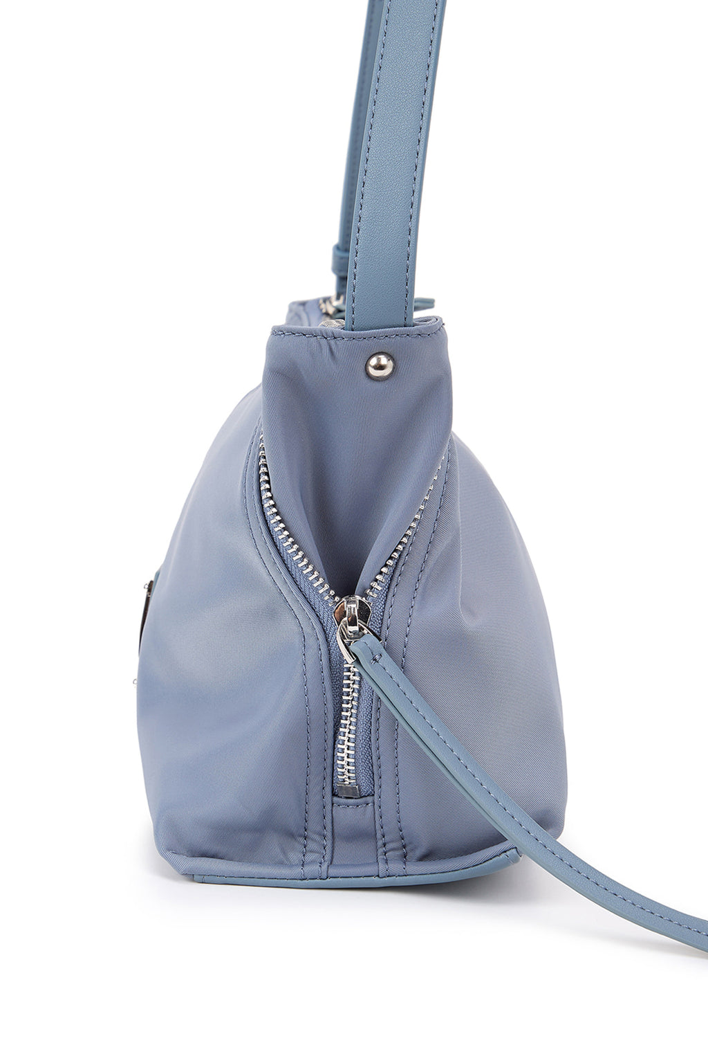 [matinkim] SIDE ZIPPER FABRIC TWO WAY BAG IN BLUE