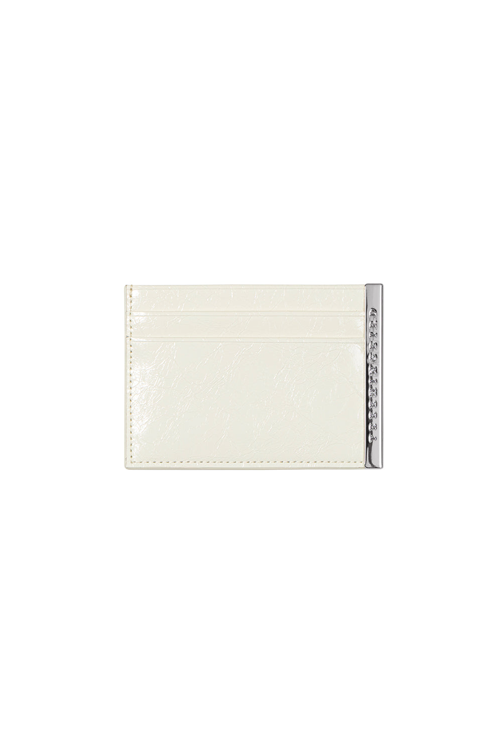Treemingbird Slim Metal Bar Cowhide Leather Card Wallet Ivory