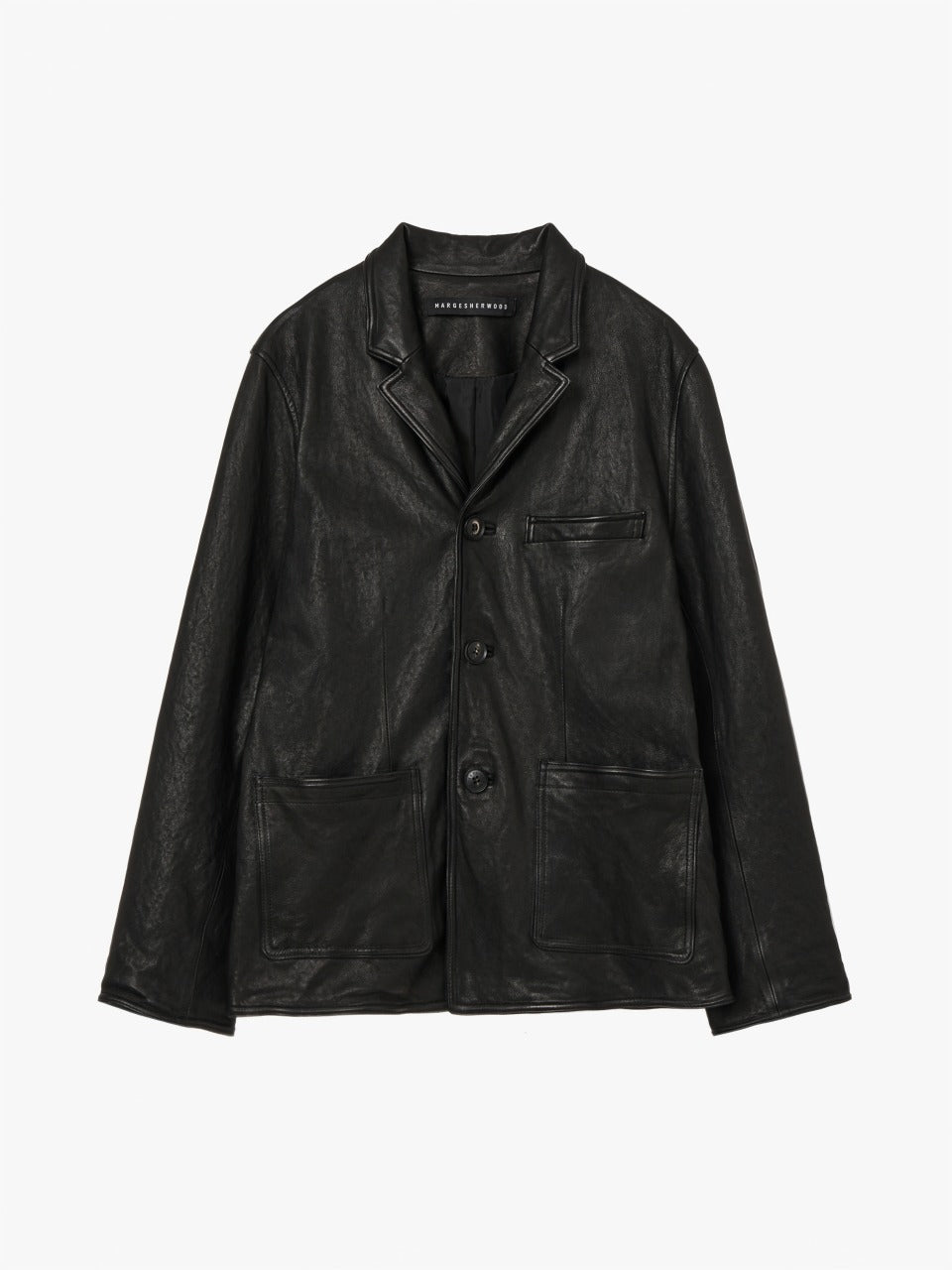 Margesherwood Washed Leather Fitted Jacket black