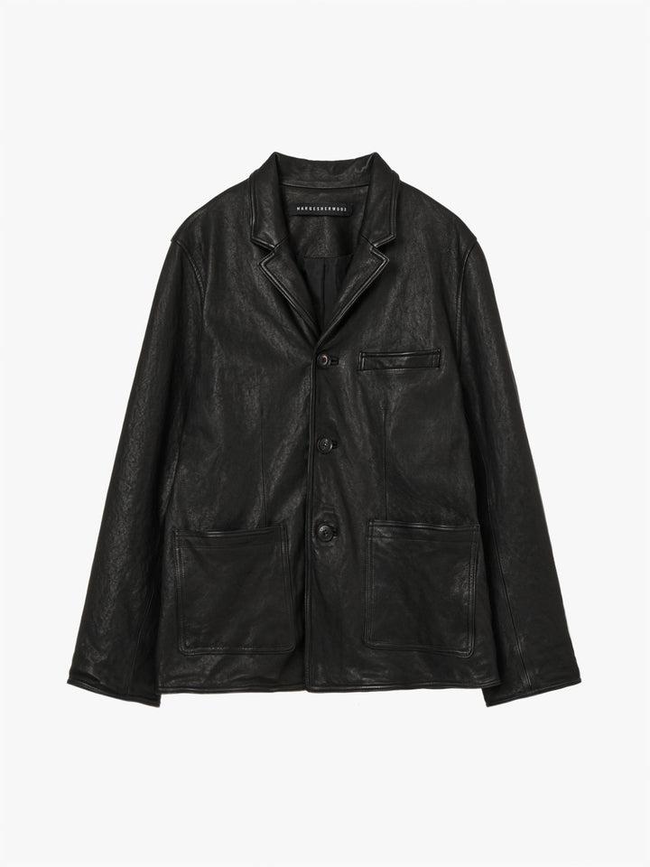 Margesherwood Washed Leather Fitted Jacket black