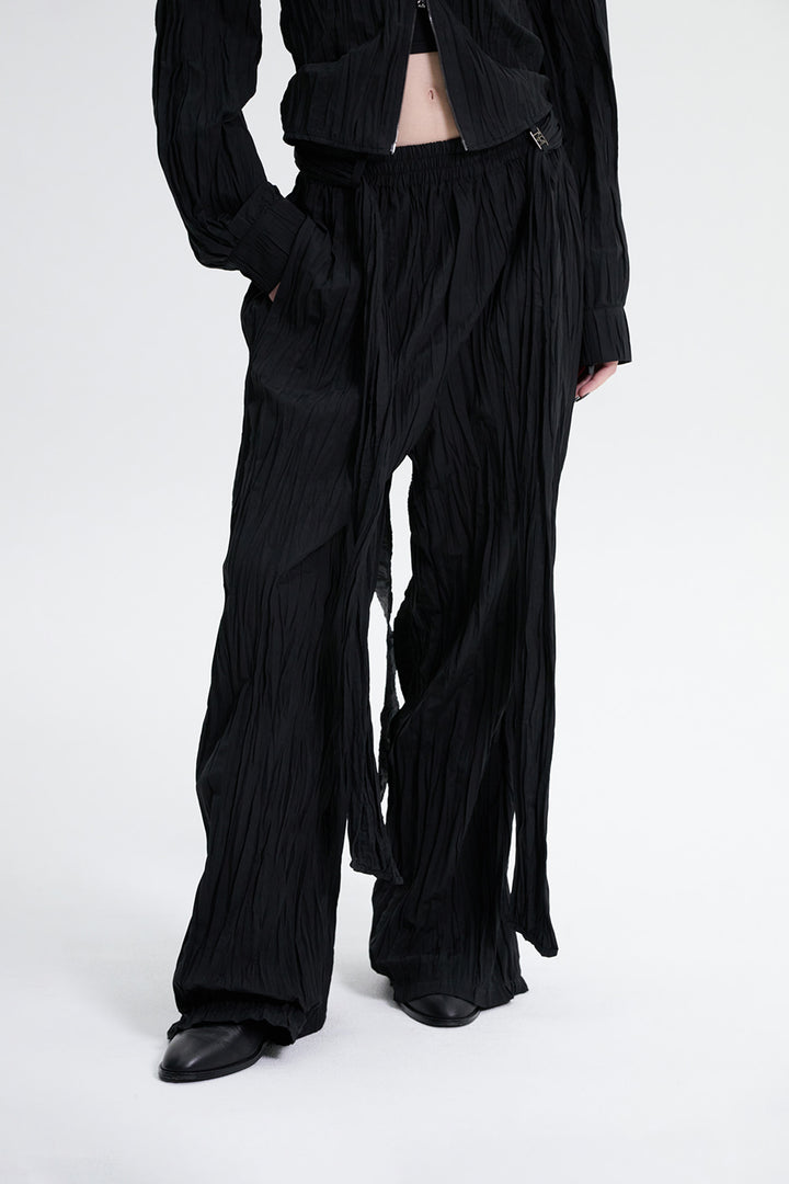 Treemingbird Crinkle Easy Set-up Pants Black
