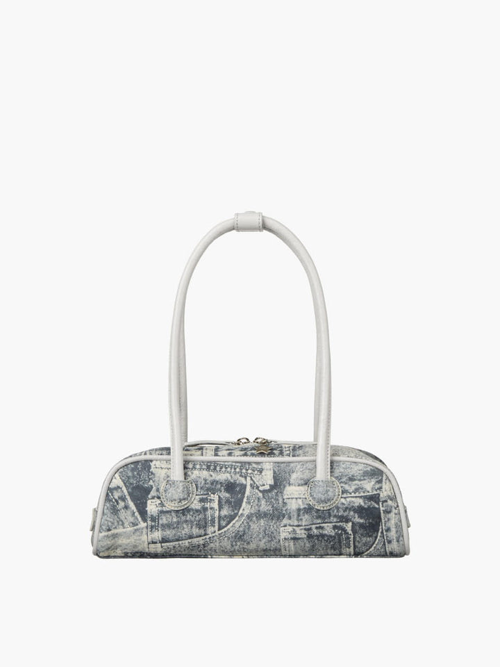 Margesherwood Soft Boston EW Mini Piping light grey printed suede+crinkle