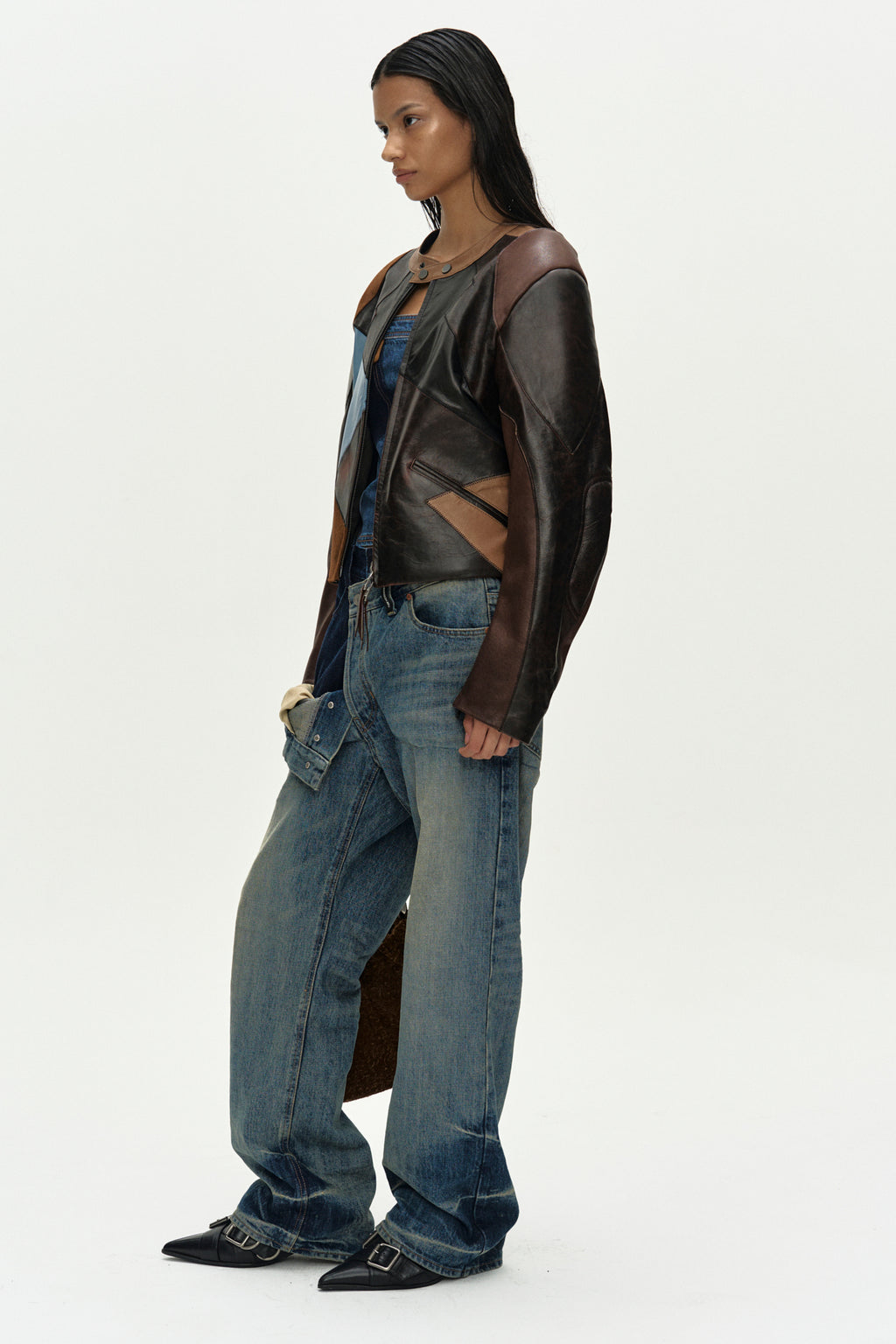Andersson Bell Leather Patchwork Biker Jacket