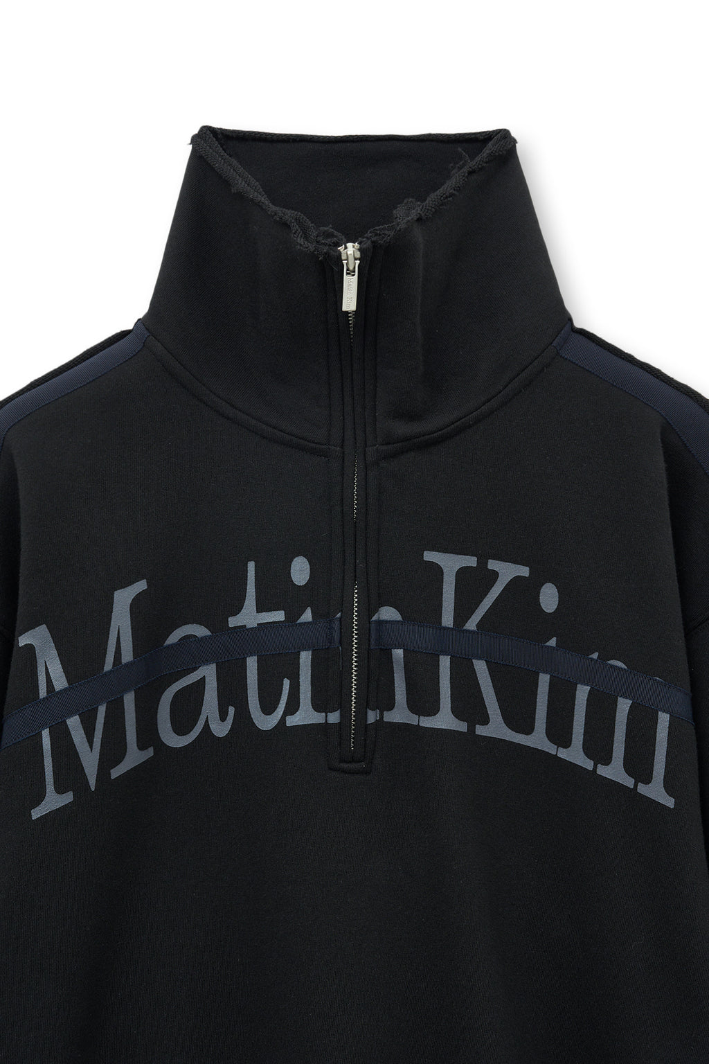 [matinkim] CUT OUT HALF ZIP SWEATSHIRT FOR WOMEN IN BLACK