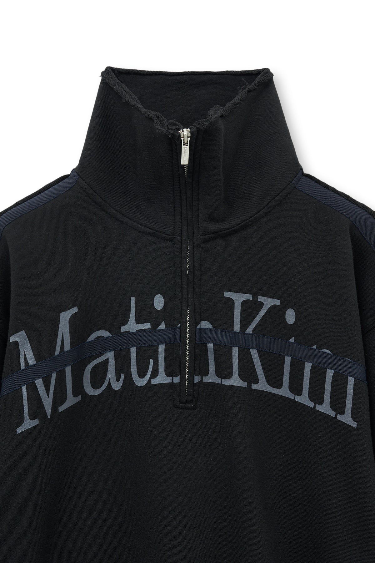 [matinkim] CUT OUT HALF ZIP SWEATSHIRT FOR WOMEN IN BLACK
