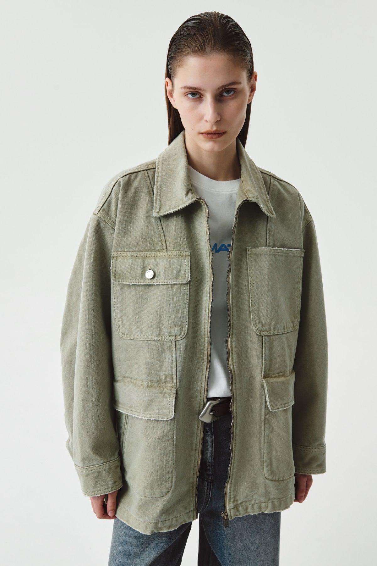 Matinkim Vintage Washed Work Jacket IN Beige